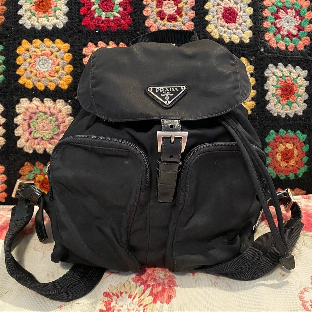 Authentic Prada Nylon and Leather Black Backpack